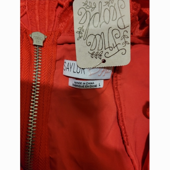 Free People x Saylor Jessa Lace Mini Dress, Bright Red, Sz. L - Picture 11 of 14